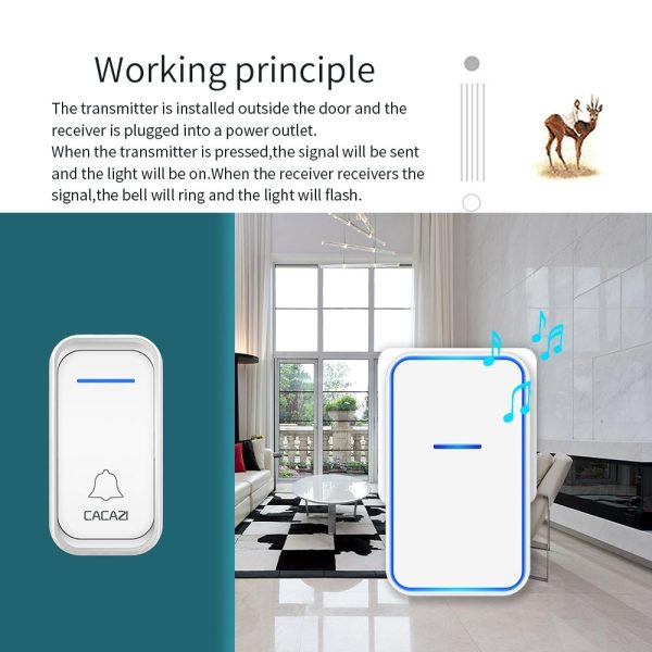 Wireless Digital Doorbell For Elderly - Home Smart - White - Image 7