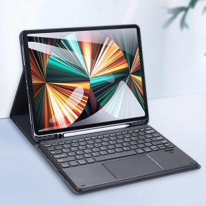 12.9 Ipad Pro Leather Case With Bluetooth Keyboard & Touchpad - Black - Image 1