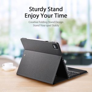 12.9 Ipad Pro Leather Case With Bluetooth Keyboard & Touchpad - Black - Image 5