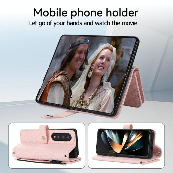 Foldable Diamond Lattice Phone Case for Samsung Galaxy z Fold 4 - White - Image 6