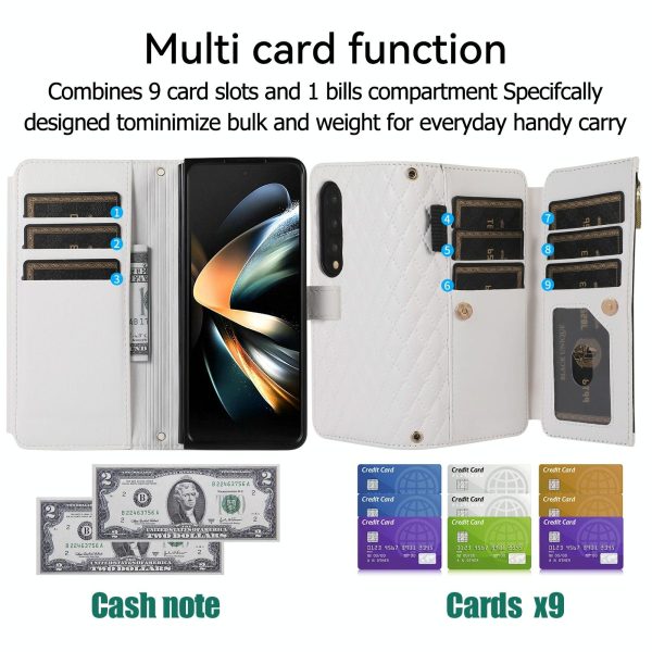 Foldable Diamond Lattice Phone Case for Samsung Galaxy z Fold 4 - White - Image 12