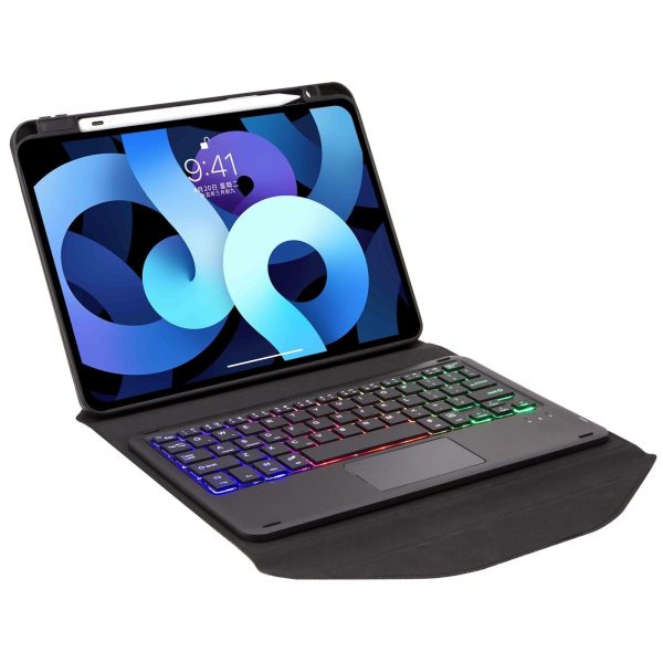 Bluetooth Keyboard Leather Case For Ipad 10.2 - Touchpad Backlight Pen Slot - 2021 / 2020 / 2019 - Black - Image 4