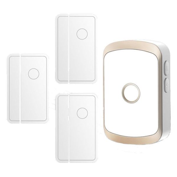 Smart Wireless Doorbell Alarm With 3 Split Type Door Sensors - Gold - Image 2