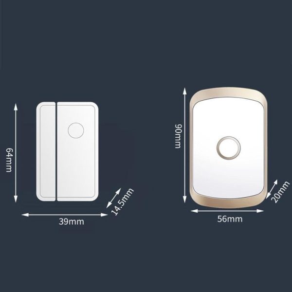 Smart Wireless Doorbell Alarm With 3 Split Type Door Sensors - Gold - Image 3