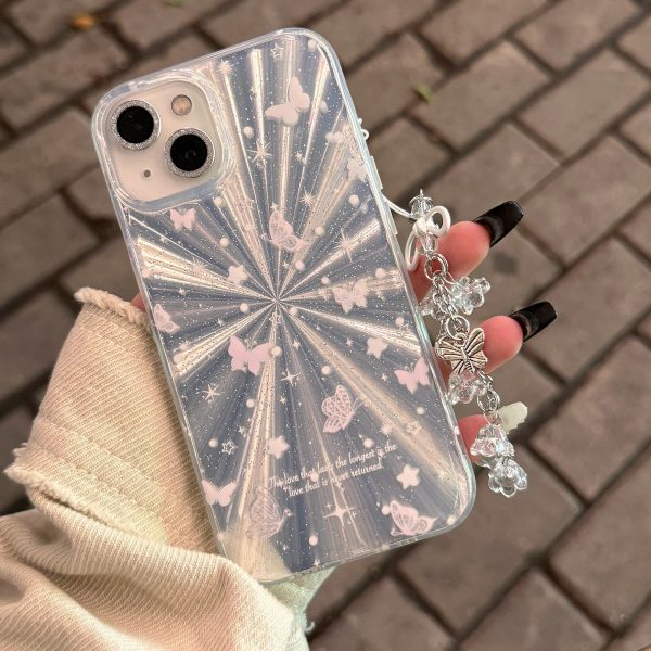 Double Layer Acrylic Tpu Shockproof Phone Case with Fireworks Butterfly Pattern and Star Butterfly Design for Iphone 15 - Image 3