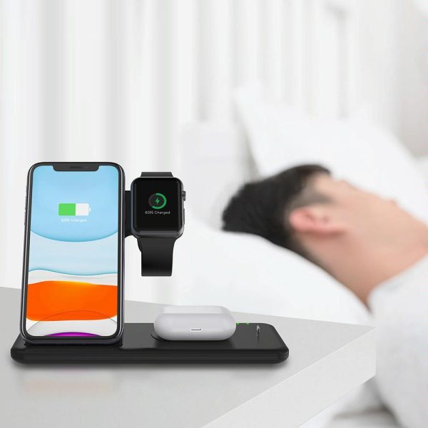 4 In 1 Wireless Charger Stand For Iphone Apple Watch Airpods Dual Phone Charging Black - Image 10