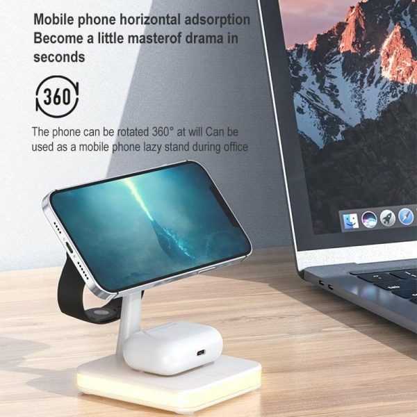 15W Wireless Fast Charger With 360° Rotating Holder - Black - Image 5