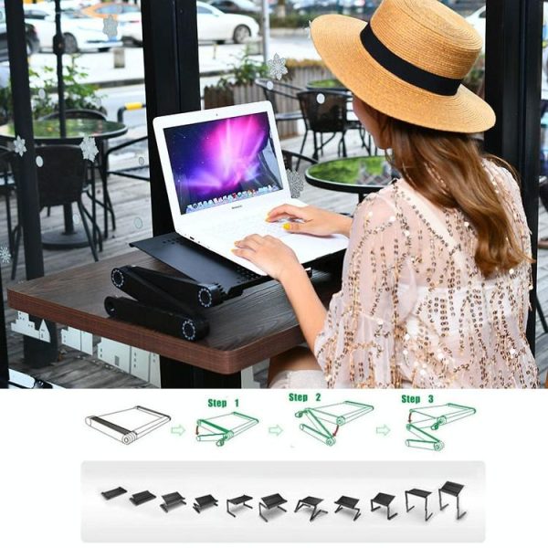 Adjustable Foldable Laptop Stand - Portable Aluminium Alloy - 360 Degree Rotation - Image 8