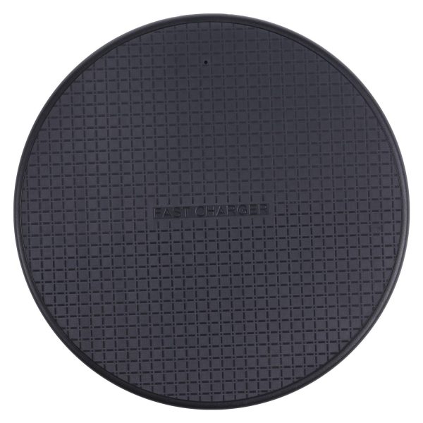 10W Plaid Pattern Round Wireless Charger - Black - Image 3