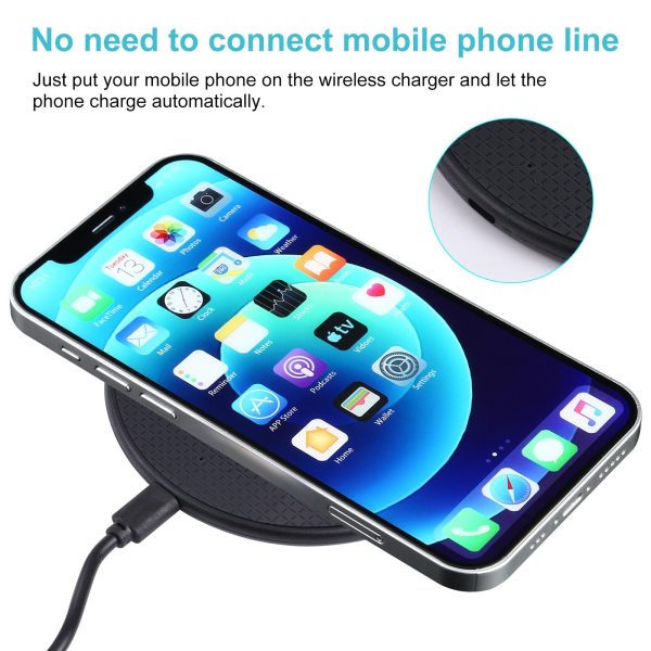 10W Plaid Pattern Round Wireless Charger - Black - Image 7