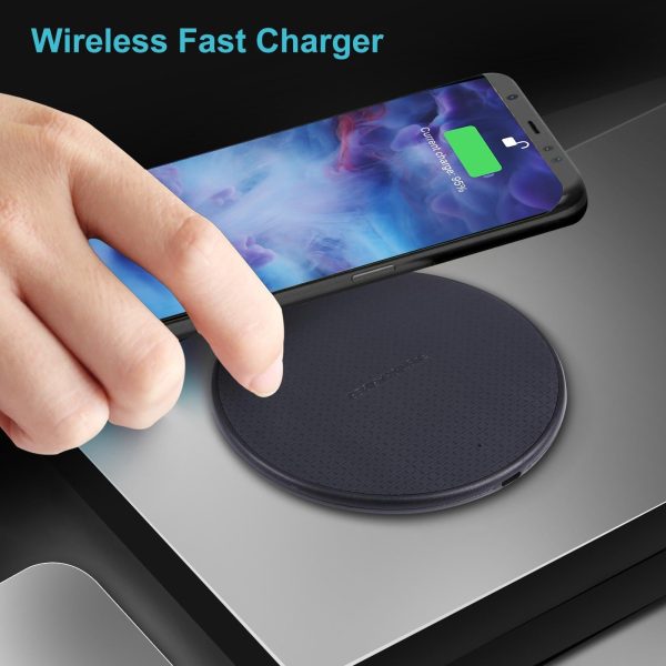 10W Plaid Pattern Round Wireless Charger - Black - Image 8