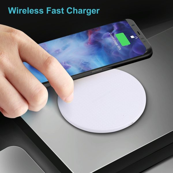 10W Plaid Pattern Round Wireless Charger - Black - Image 14