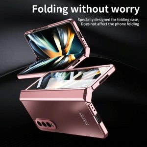 Foldable Electroplated 5g Case for Samsung Galaxy z Fold 4 - Rose Gold - Image 7