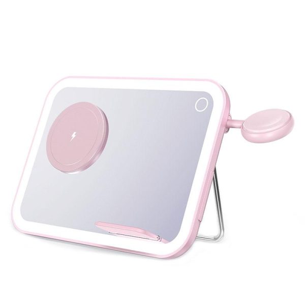 15W 3 In 1 Magnetic Led Makeup Mirror Charger - Pink - Image 15