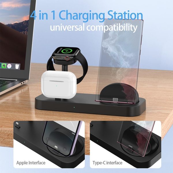 4 In 1 Charging Stand For Apple Watch And Airpods - Black - Image 9