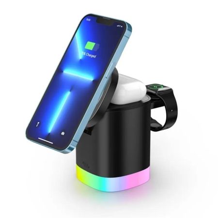 3 In 1 Magnetic Wireless Charger For Iphone Iwatch Airpods - Black