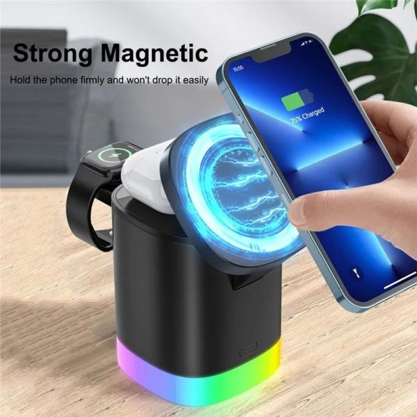 3 In 1 Magnetic Wireless Charger For Iphone Iwatch Airpods - Black - Image 5