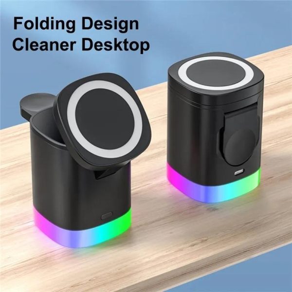 3 In 1 Magnetic Wireless Charger For Iphone Iwatch Airpods - Black - Image 7