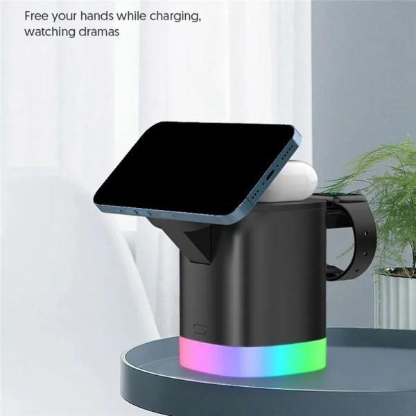 3 In 1 Magnetic Wireless Charger For Iphone Iwatch Airpods - Black - Image 8