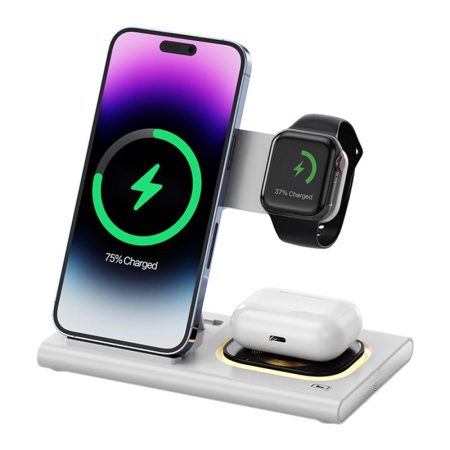 15W 3 In 1 Foldable Wireless Charger - White
