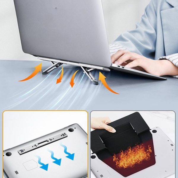 Foldable Aluminum Laptop Stand - Adjustable Height Base - Gray - Image 5