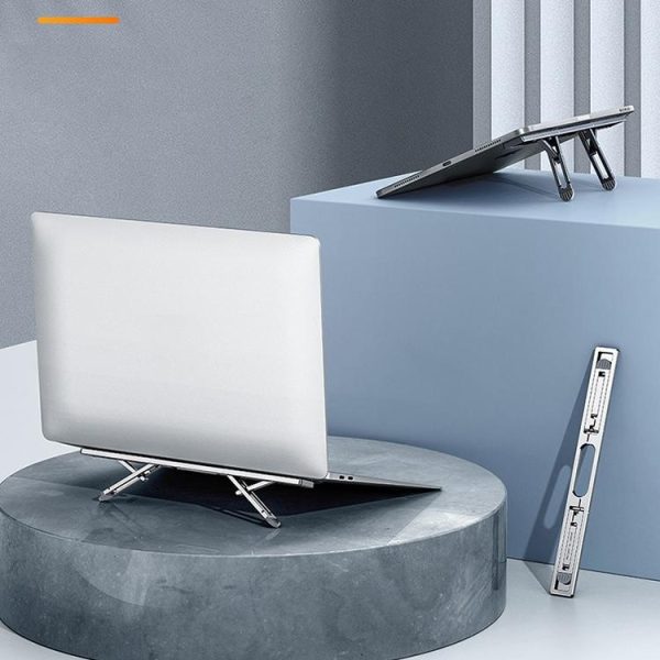 Foldable Aluminum Laptop Stand - Adjustable Height Base - Gray - Image 7