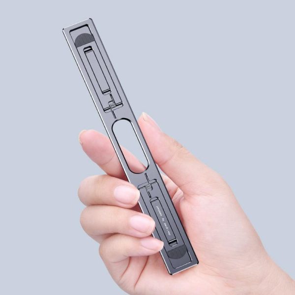 Foldable Aluminum Laptop Stand - Adjustable Height Base - Gray - Image 8