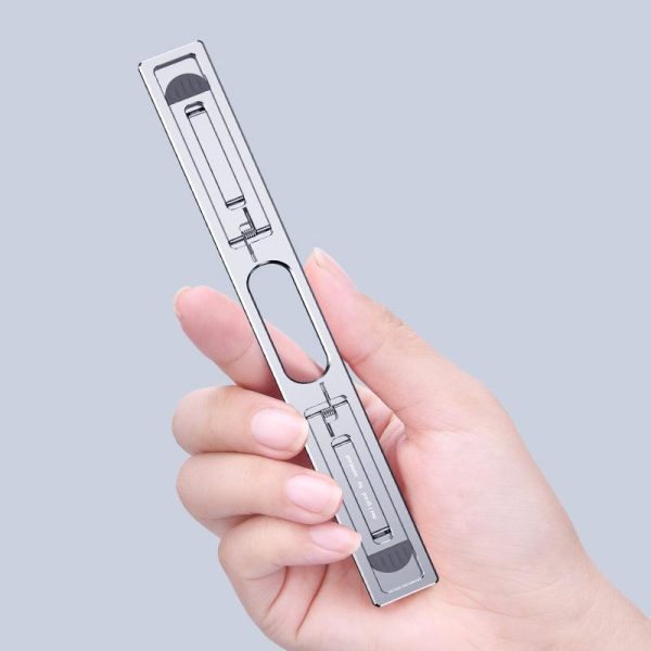Foldable Aluminum Laptop Stand - Adjustable Height Base - Gray - Image 9