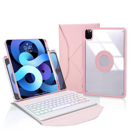 Bluetooth Keyboard Leather Case For Ipad Pro 11 - Backlit With Pen Slot - Pink