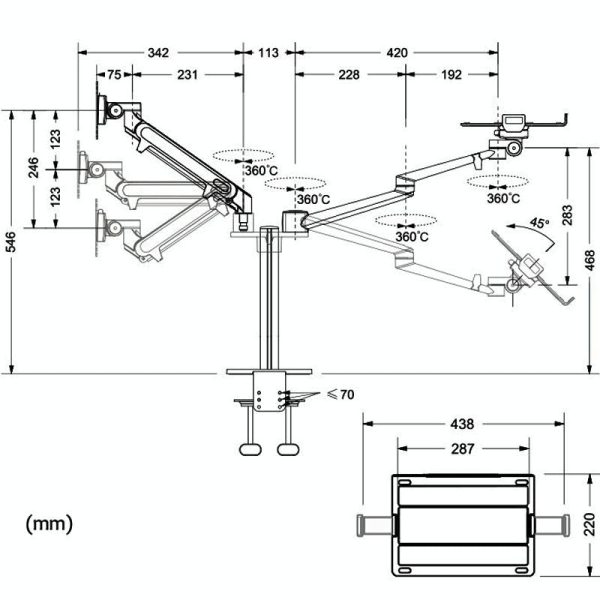 Adjustable Desktop Stand for 17-32 and 12-17 Monitors - Aluminum - Silver - Image 5
