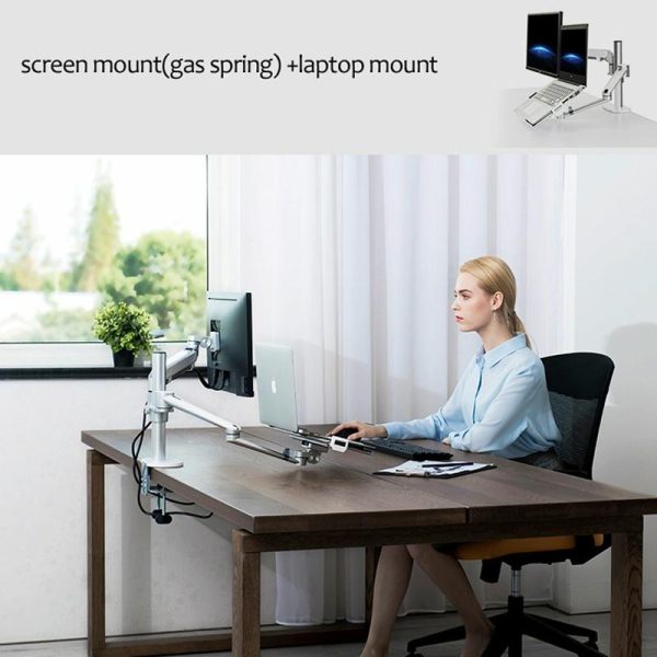 Adjustable Desktop Stand for 17-32 and 12-17 Monitors - Aluminum - Silver - Image 8