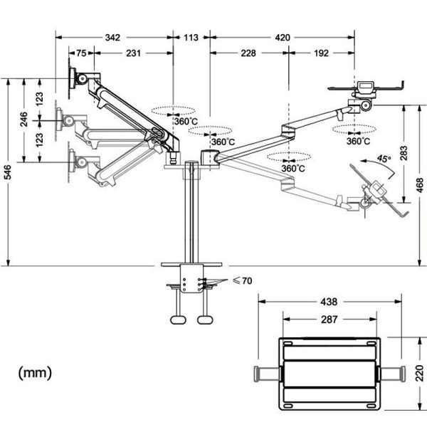 Adjustable Desktop Stand for 17-32 and 12-17 Monitors - Aluminum - Silver - Image 12