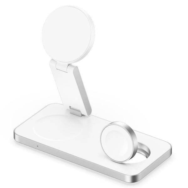 3 In 1 Magnetic Wireless Charging Dock For Apple Devices - White - Image 2