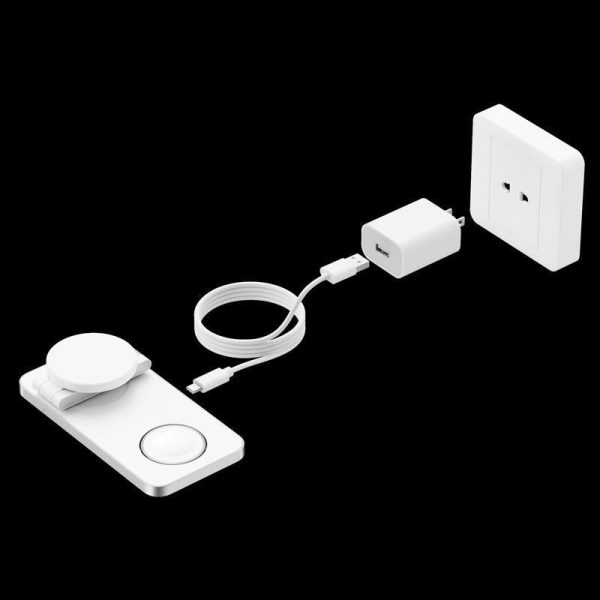 3 In 1 Magnetic Wireless Charging Dock For Apple Devices - White - Image 3