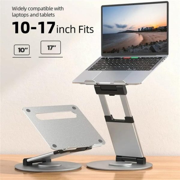 Adjustable 360 Degree Rotating Laptop Stand for 10-17 Inch Devices - Grey - Image 3