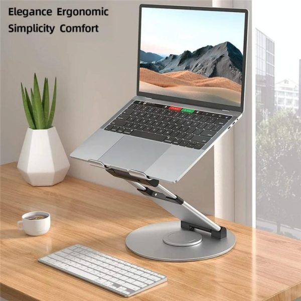 Adjustable 360 Degree Rotating Laptop Stand for 10-17 Inch Devices - Grey - Image 4