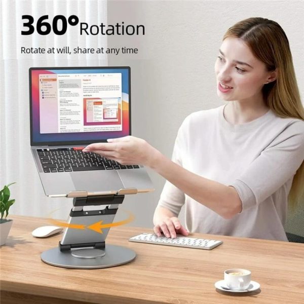 Adjustable 360 Degree Rotating Laptop Stand for 10-17 Inch Devices - Grey - Image 5