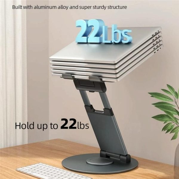 Adjustable 360 Degree Rotating Laptop Stand for 10-17 Inch Devices - Grey - Image 7