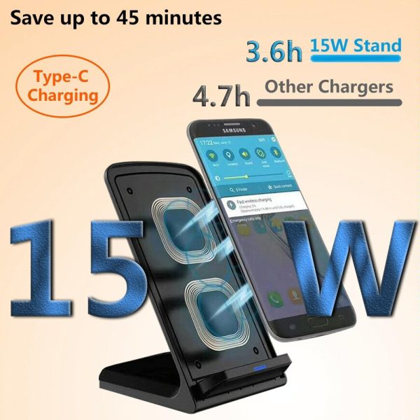 15W Wireless Desktop Charger With Fast Charging - White - Image 3