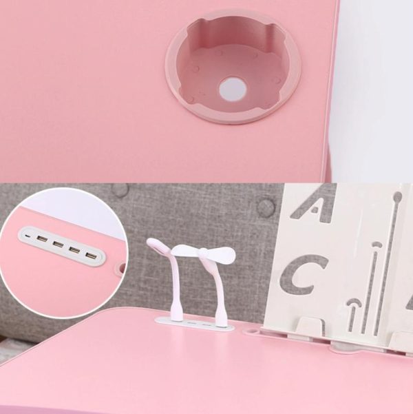 Portable Folding Desk with Fan & Lamp - Compact Design - Teenage Pink - Image 7