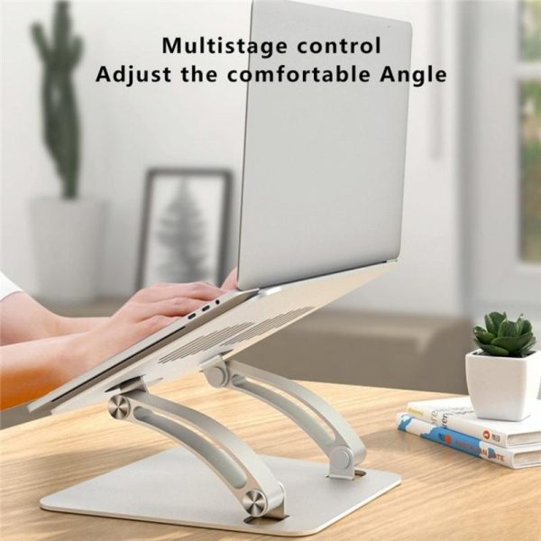 Adjustable Laptop Stand - Aluminum Alloy Desktop Riser - Grey - Image 3