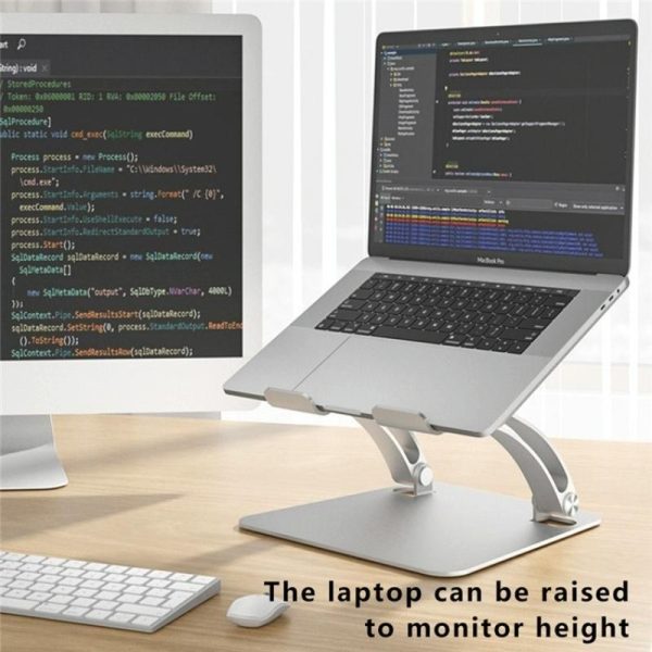 Adjustable Laptop Stand - Aluminum Alloy Desktop Riser - Grey - Image 4