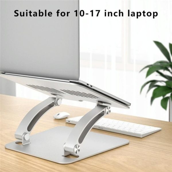 Adjustable Laptop Stand - Aluminum Alloy Desktop Riser - Grey - Image 5
