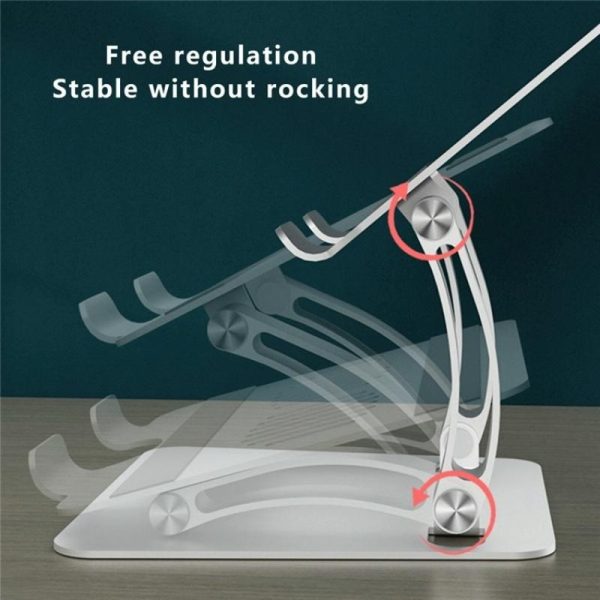 Adjustable Laptop Stand - Aluminum Alloy Desktop Riser - Grey - Image 6