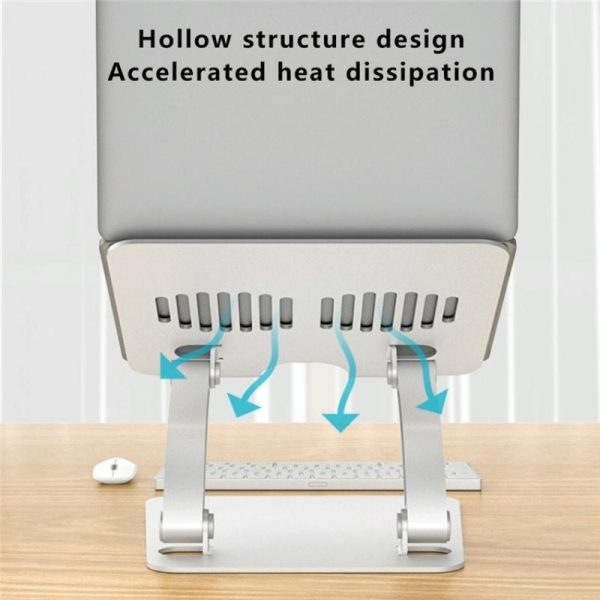 Adjustable Laptop Stand - Aluminum Alloy Desktop Riser - Grey - Image 7
