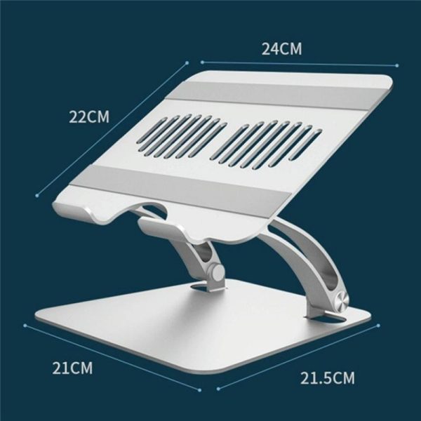Adjustable Laptop Stand - Aluminum Alloy Desktop Riser - Grey - Image 9