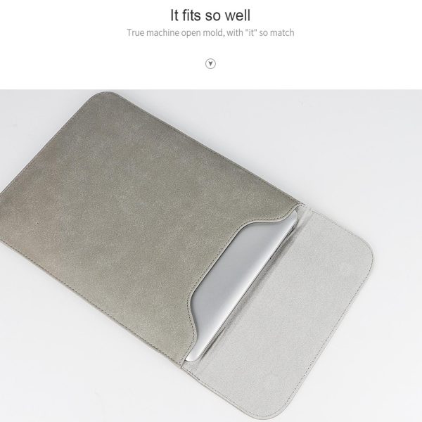 11.6-12.5 Inch Ultra-thin Notebook Liner Bag with Small Bag - Pu02 - Light Grey - Image 5