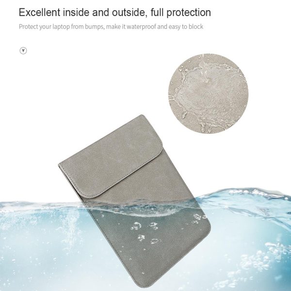 11.6-12.5 Inch Ultra-thin Notebook Liner Bag with Small Bag - Pu02 - Light Grey - Image 7