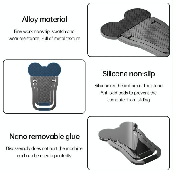 Foldable Metal Laptop Stand - Set of 2 - Black - Image 8