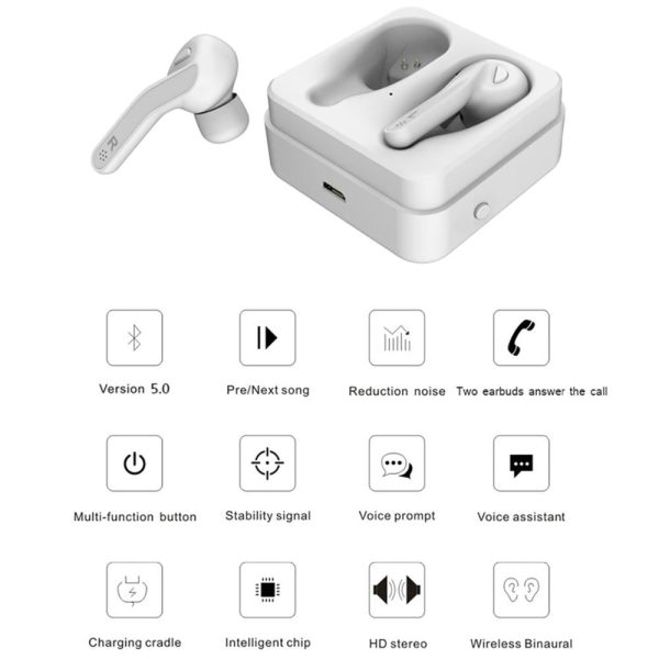Mini Touch Control Wireless Earbuds with Charger Box - Hifi Bluetooth Tws - White - Image 7